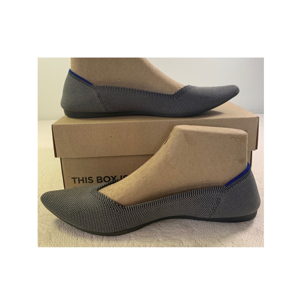 Rothys The Point Flats Slate Heather Gray Pointed Toe Knit Shoes Womens 9 - Picture 1 of 7